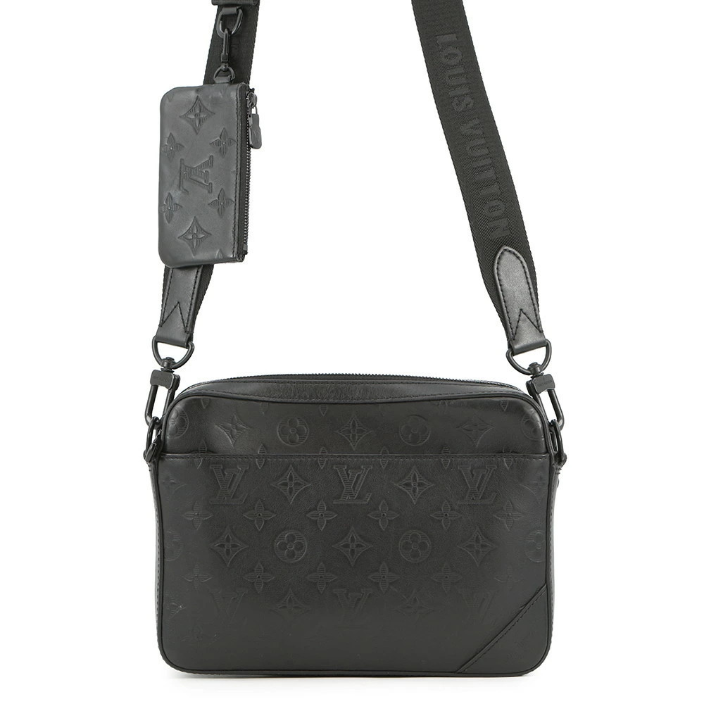Louis Vuitton Monogram Shadow Black Duo Messenger Shoulder Bag Black